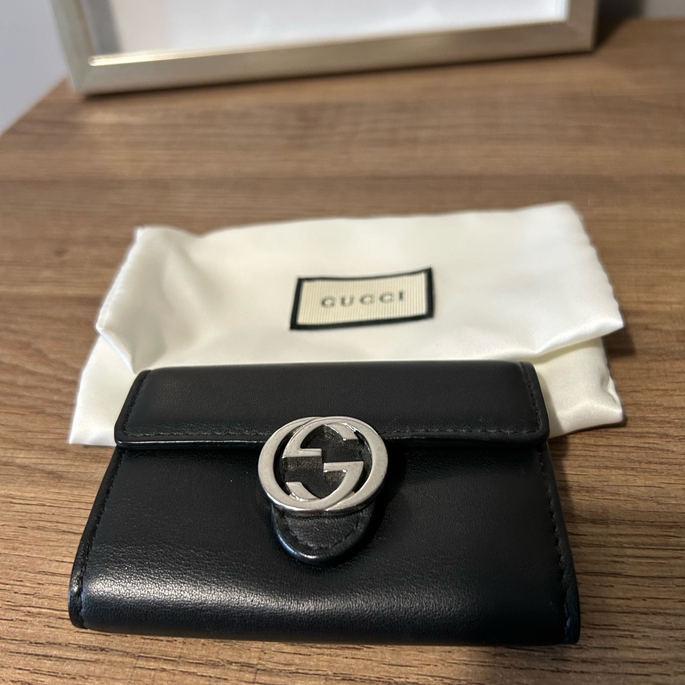 Gucci Black Leather Key Wallet Authentic
